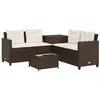 Image de vidaXL Canapé de Jardin avec Table et Coussins en Forme de L Marron, canapé d'extérieur, canapé d'extérieur en Forme de L, canapé de Jardin en résine tressée