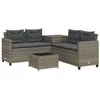 Image de vidaXL Canapé de Jardin avec Table et Coussins en Forme de L Gris, canapé d'extérieur, canapé d'extérieur en Forme de L, canapé de Jardin en résine tressée
