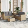 Image de vidaXL Canapé de jardin avec table et coussins en forme de L beige