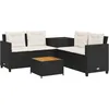 Image de vidaXL Canapé d'extérieur en Forme de L Noir avec Table et Coussins, Canapé de Jardin en résine tressée