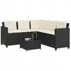Image de vidaXL Canapé de jardin avec table et coussins en forme de L noir
