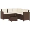 Image de vidaXL Canapé de Jardin avec Table et Coussins en Forme de L Marron, canapé d'extérieur, canapé d'extérieur en Forme de L, canapé de Jardin en résine tressée