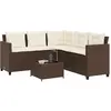 Image de vidaXL Canapé de jardin avec table et coussins en forme de L marron