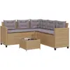 Image de vidaXL Canapé de jardin avec table et coussins en forme de L beige