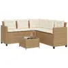 Image de vidaXL Canapé de jardin avec table et coussins en forme de L beige