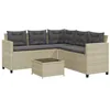 Image de vidaXL Canapé de Jardin et Table et Coussins en Forme de L Gris Clair, canapé d'extérieur, canapé d'extérieur en Forme de L, canapé de Jardin en résine tressée