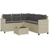 Image de vidaXL Canapé de jardin et table et coussins en forme de L gris clair