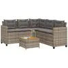 Image de vidaXL Canapé de jardin avec table et coussins en forme de L gris