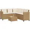 Image de vidaXL Canapé de jardin avec table et coussins en forme de L beige