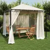 Image de vidaXL Tonnelle avec parois en filet crème 2,93x2,93 m acier