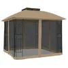 Image de vidaXL Tonnelle Double Toit et parois en Filet Taupe 2,94x2,94 m Acier, tonnelle de Jardin, tonnelle de Patio, pavillon, tonnelle d'extérieur