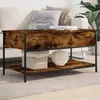 Image de vidaXL Table basse chêne fumé 100x50x50 cm bois d'ingénierie et métal