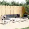 Image de vidaXL Salon de jardin 5 pcs avec coussins blanc bois massif de pin
