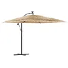 Image de vidaXL Parasol de Jardin avec LED et mât en Acier Marron 269x269x235cm, Parasol, Parasol d'extérieur, Parasol de Patio, Parapluie, Parasol de terrasse