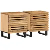 Image de vidaXL Tables de Chevet 2 pcs 40x34x46 cm Bois Massif de manguier Brut