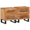 Image de vidaXL Tables de Chevet 2 pcs, Armoires de Lit avec Rangement, Tables de Nuit, Meubles de Chambre à Coucher Intérieur, Bois d'Acacia Massif