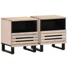 Image de vidaXL Tables de Chevet 2 pcs, Armoires de Lit avec Rangement, Tables de Nuit, Meubles de Chambre à Coucher Intérieur, Bois Manguier Massif Blanchi