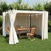 Image de vidaXL Tonnelle avec rideaux crème 3x3 m acier