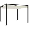Image de vidaXL Tonnelle de jardin avec toit rétractable crème 3x3 m acier