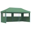 Image de vidaXL Tente de réception Pliable escamotable 3 parois latérales Vert, Tente, Tente à auvent, auvent de Gazebo, Tente Gazebo, Tente de Jardin