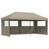 Image de Tente de réception pliable escamotable 3 parois latérales taupe