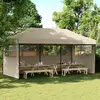 Image de vidaXL Tente de réception pliable escamotable 3 parois latérales taupe