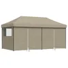 Image de vidaXL Tente de réception Pliable escamotable 4 parois latérales Taupe, Tente, Tente à auvent, auvent de Gazebo, Tente Gazebo, Tente de Jardin