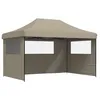 Image de vidaXL Tente de réception Pliable escamotable 3 parois latérales Taupe, Tente, Tente à auvent, auvent de Gazebo, Tente Gazebo, Tente de Jardin