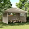 Image de vidaXL Tente de réception pliable escamotable 3 parois latérales taupe