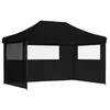 Image de vidaXL Tente de réception Pliable escamotable 3 parois latérales Noir, Tente, Tente à auvent, auvent de Gazebo, Tente Gazebo, Tente de Jardin