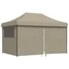 Image de vidaXL Tente de réception Pliable escamotable 4 parois latérales Taupe, Tente, Tente à auvent, auvent de Gazebo, Tente Gazebo, Tente de Jardin