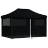 Image de vidaXL Tente de réception Pliable escamotable 4 parois latérales Noir, Tente, Tente à auvent, auvent de Gazebo, Tente Gazebo, Tente de Jardin
