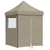 Image de vidaXL Tente de réception Pliable escamotable 4 parois latérales Taupe, Tente, Tente à auvent, auvent de Gazebo, Tente Gazebo, Tente de Jardin