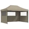 Image de Tente de réception pliable escamotable 3 parois latérales taupe