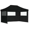 Image de vidaXL Tente de réception Pliable escamotable 3 parois latérales Noir, Tente, Tente à auvent, auvent de Gazebo, Tente Gazebo, Tente de Jardin