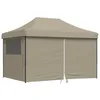 Image de vidaXL Tente de réception Pliable escamotable 4 parois latérales Taupe, Tente, Tente à auvent, auvent de Gazebo, Tente Gazebo, Tente de Jardin