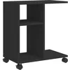Image de vidaXL Table d'appoint avec Roues Noir 50x30x55 cm Bois d'ingénierie, Bout de canapé, Table de canapé, Table de Salon, Table d'accent, Table de Lampe