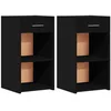 Image de vidaXL Tables de Chevet 2 pcs Noir 35x34x65 cm Bois d’ingénierie, Table de Chevet, Meuble de Chambre, Table de Nuit, Armoire, Table d'appoint