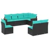 Image de vidaXL Salon de Jardin 8 pcs avec Coussins Noir résine tressée