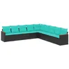 Image de vidaXL Salon de Jardin 9 pcs avec Coussins Noir résine tressée