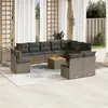 Image de vidaXL Salon de jardin 11 pcs avec coussins gris résine tressée