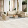 Image de vidaXL Salon de jardin avec coussins 10 pcs beige résine tressée