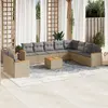 Image de vidaXL Salon de jardin et coussins 11 pcs mélange beige résine tressée