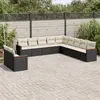 Image de vidaXL Salon de jardin 11 pcs avec coussins noir résine tressée