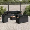 Image de vidaXL Salon de jardin 9 pcs avec coussins noir résine tressée