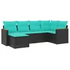 Image de vidaXL Salon de Jardin 6 pcs avec Coussins Noir résine tressée
