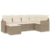 Image de vidaXL Salon de Jardin avec Coussins 6 pcs Beige résine tressée