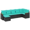 Image de vidaXL Salon de Jardin 7 pcs avec Coussins Noir résine tressée
