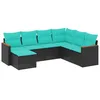 Image de vidaXL Salon de Jardin 7 pcs avec Coussins Noir résine tressée