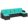 Image de vidaXL Salon de Jardin 7 pcs avec Coussins Noir résine tressée